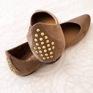 Mossimo Supply Gold Studded Ballet Flats in Brushed Suede | Tan / Brown | Size 7